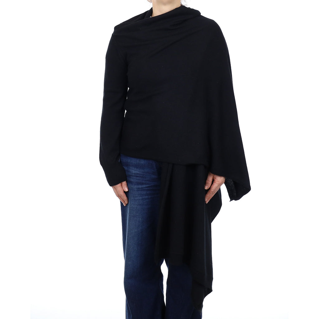 Donna Karan Black Cashmere Drape Cardigan Medium