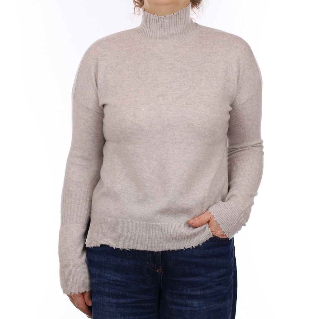 Mist Grey Cashmere Turtleneck Jumper Medium