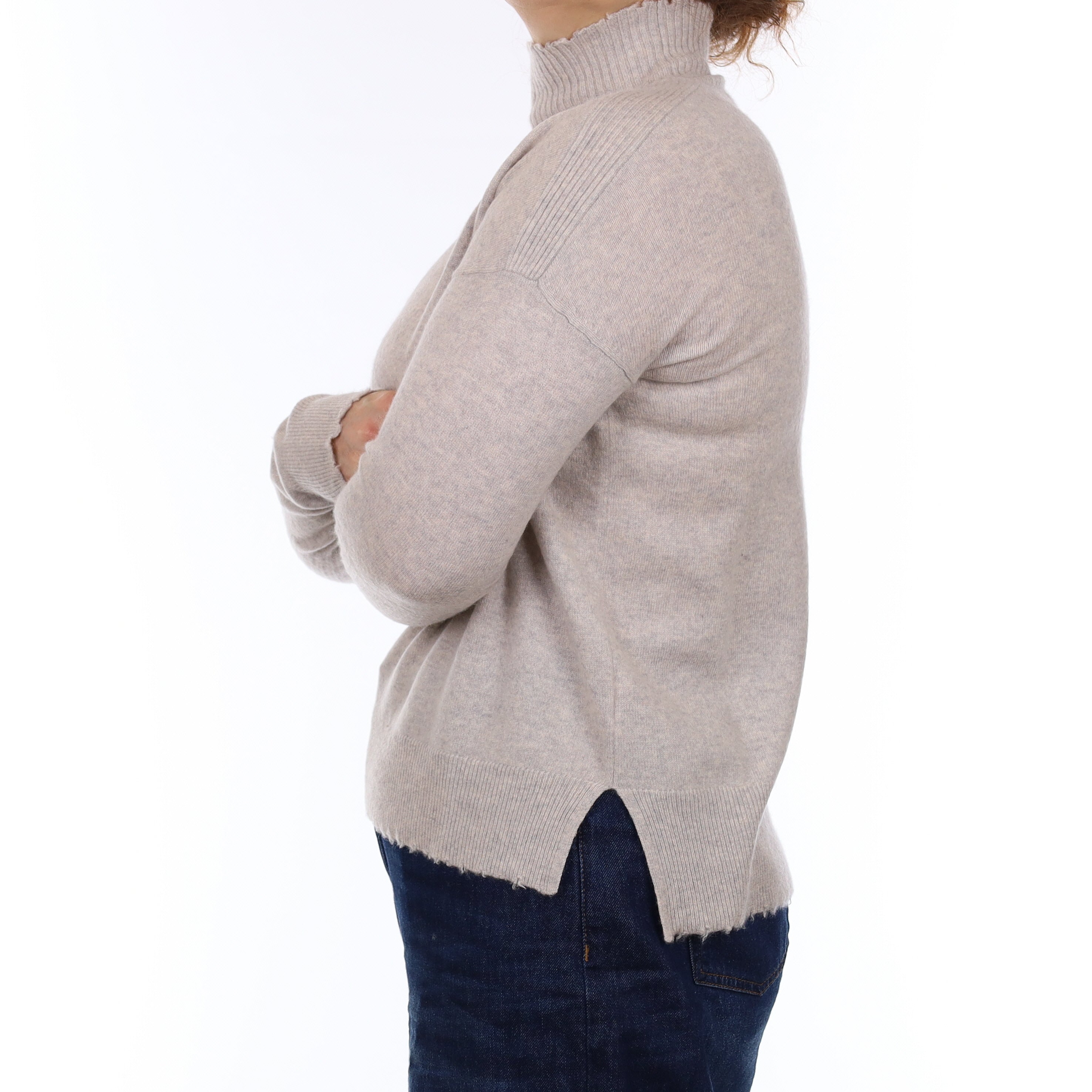Mist Grey Cashmere Turtleneck Jumper Medium