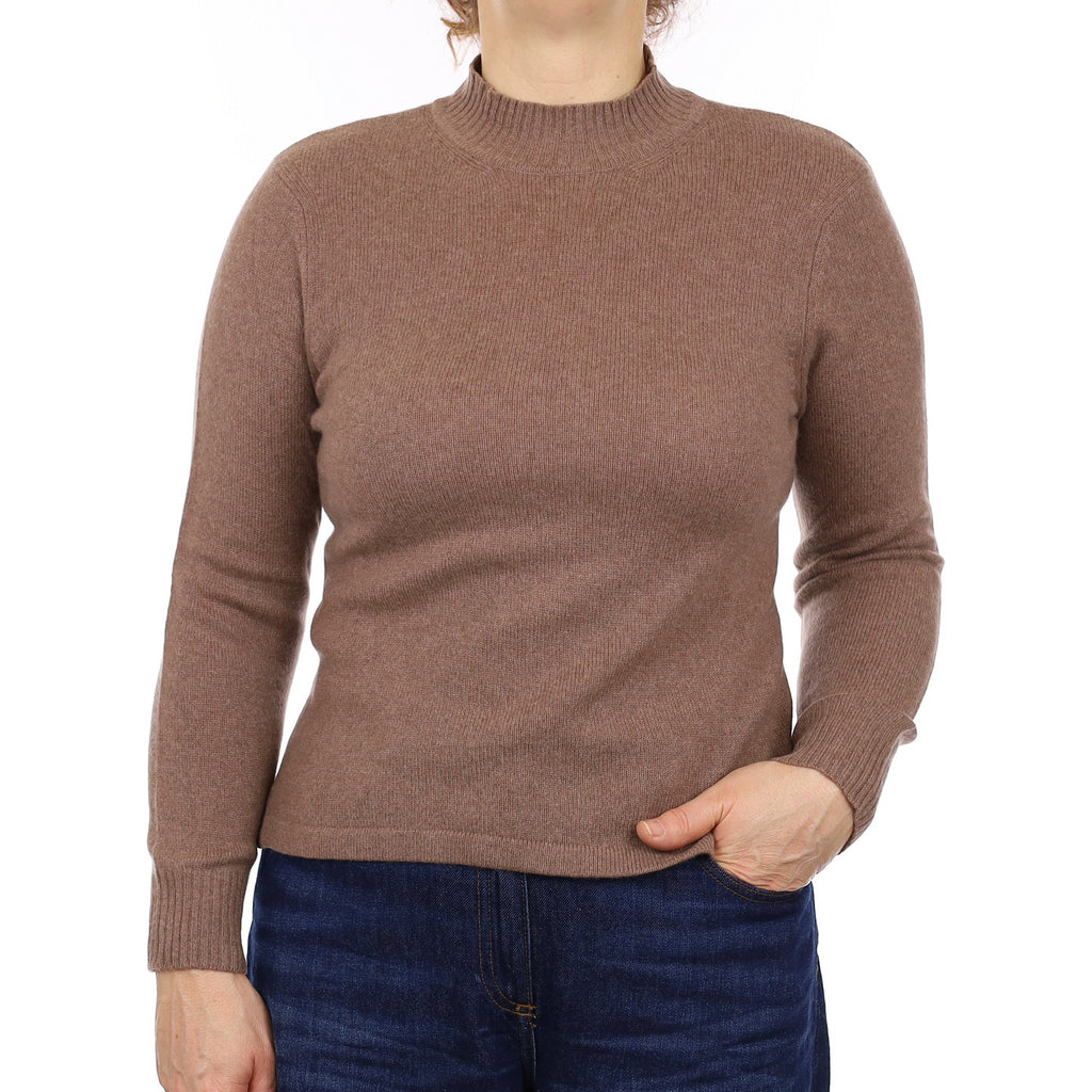 Mocha Brown Cashmere Turtleneck Jumper Medium