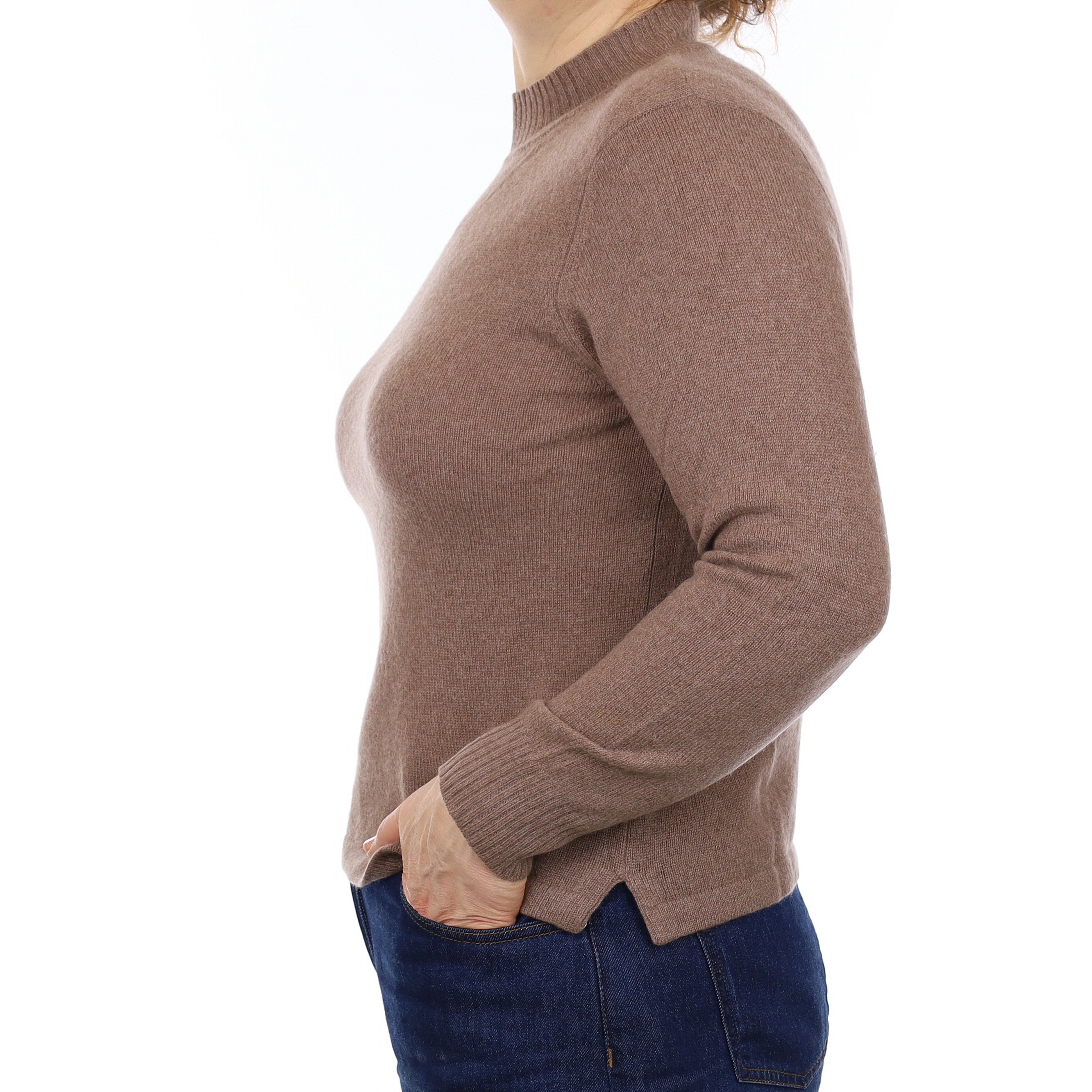 Mocha Brown Cashmere Turtleneck Jumper Medium