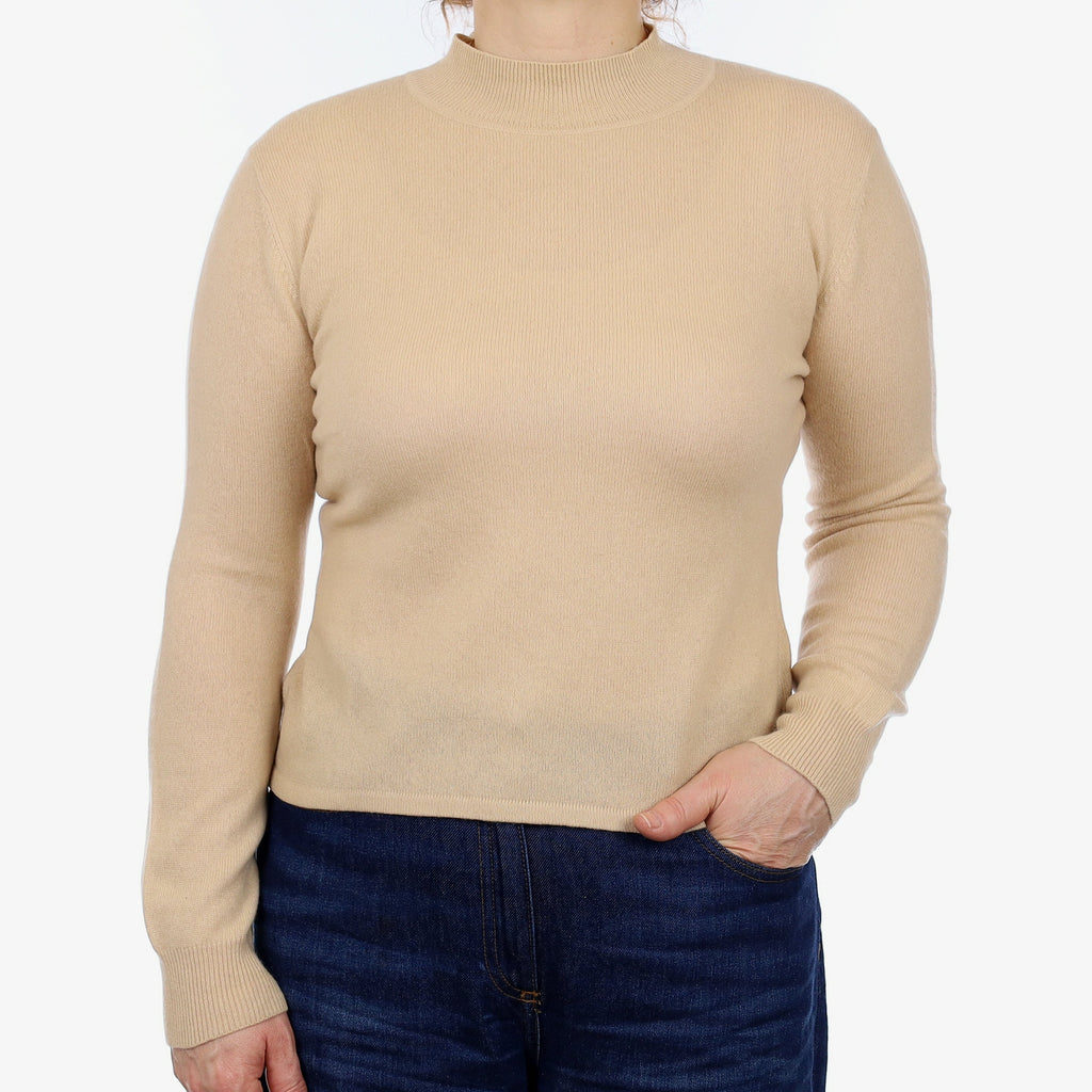 Caramel Brown Cashmere Turtleneck Jumper Medium
