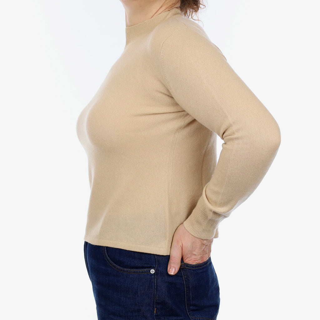 Caramel Brown Cashmere Turtleneck Jumper Medium