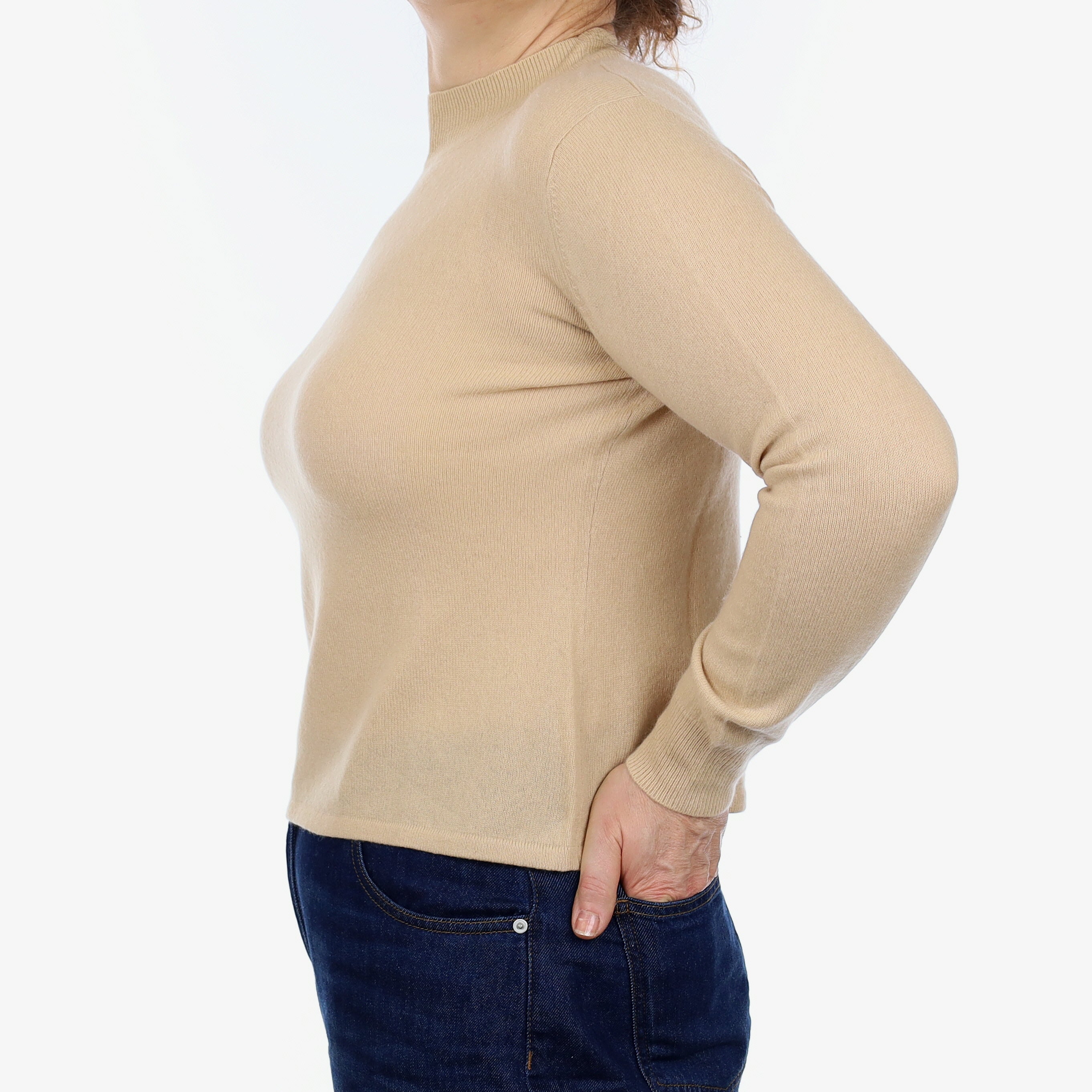 Caramel Brown Cashmere Turtleneck Jumper Medium