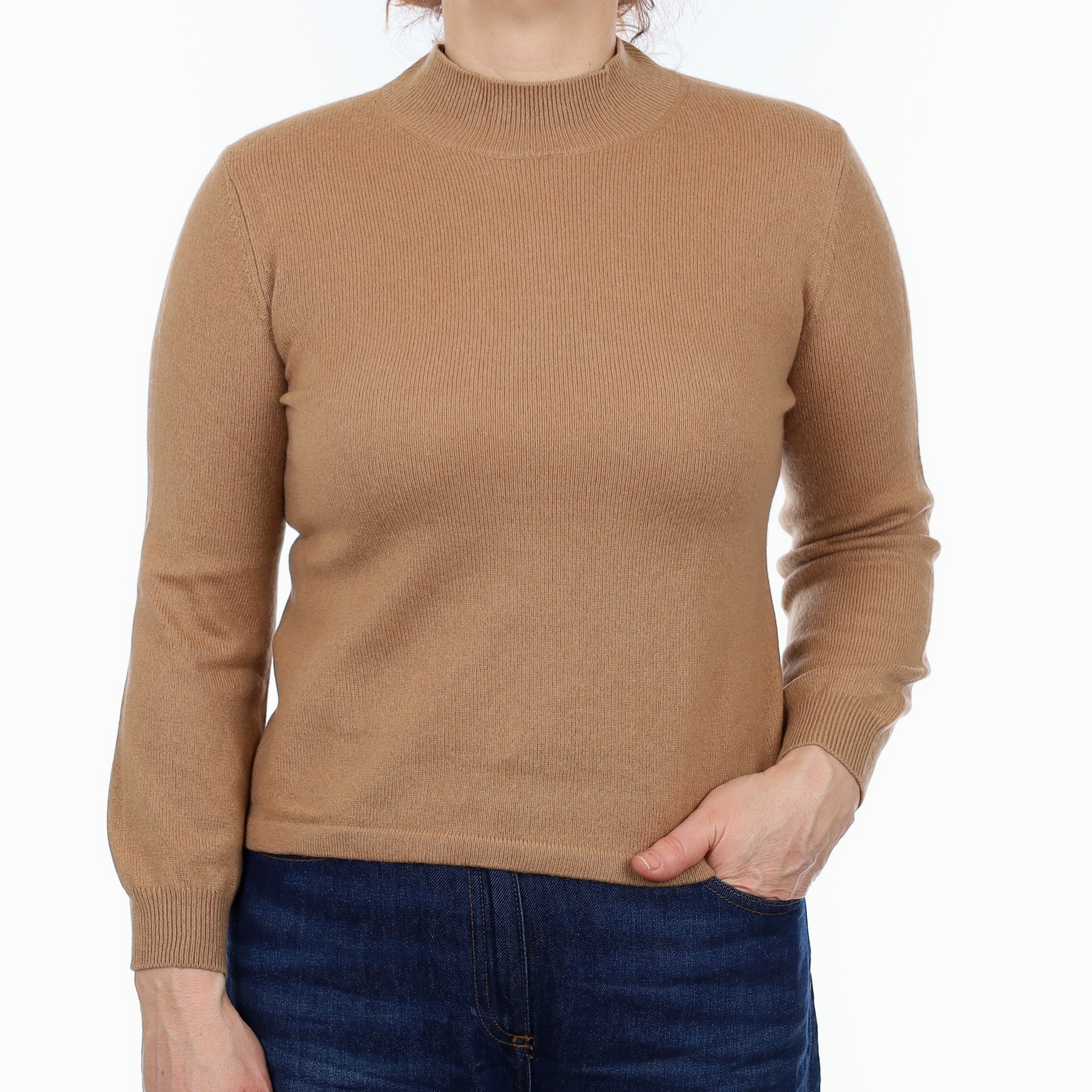 Toffee Brown Cashmere Turtleneck Jumper Medium