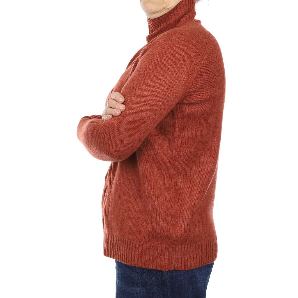 Burnt Orange Chunky Cashmere Turtle Neck Jumper Medium