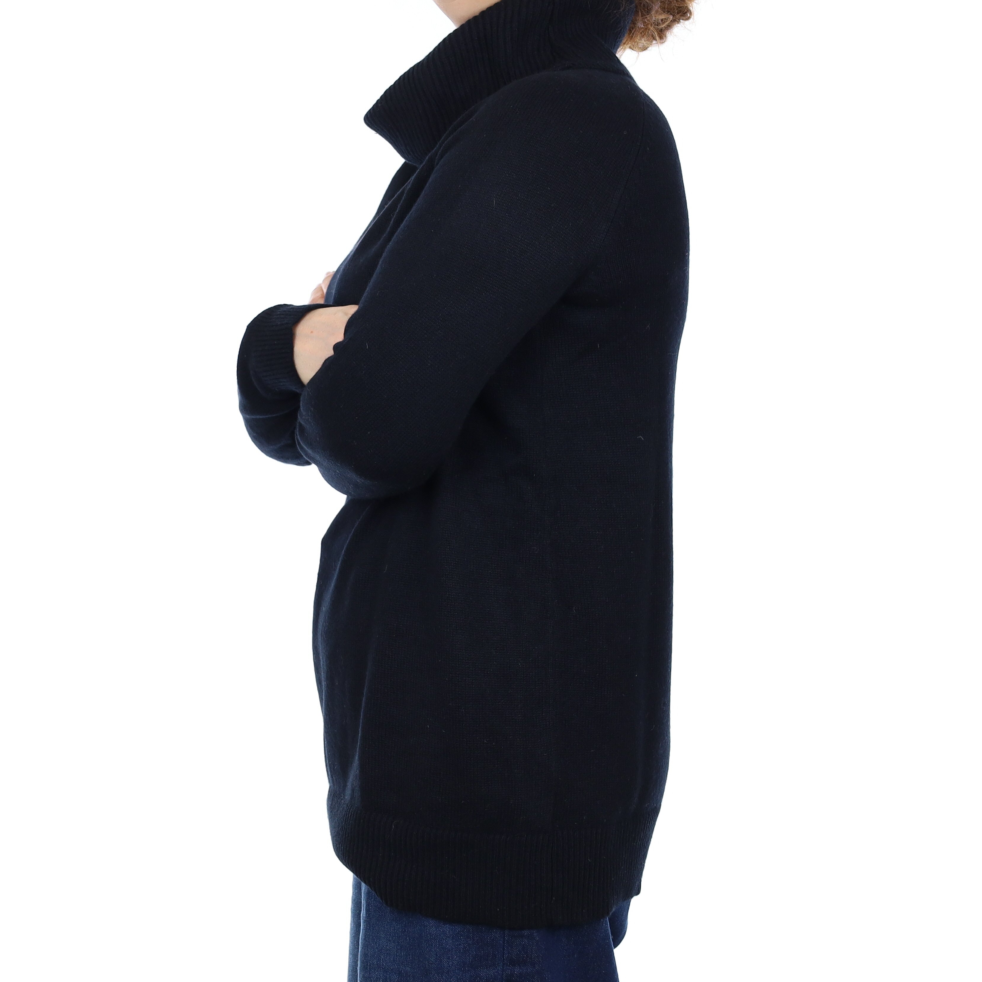 Black Heavy Knit Cashmere Cowl Neck Jumper Medium