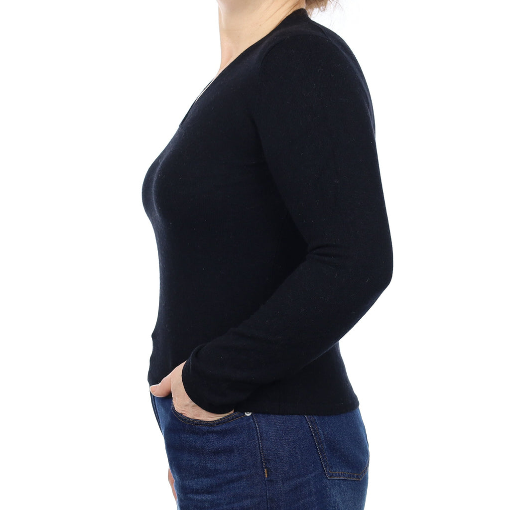 Black Cashmere V Neck Jumper Medium