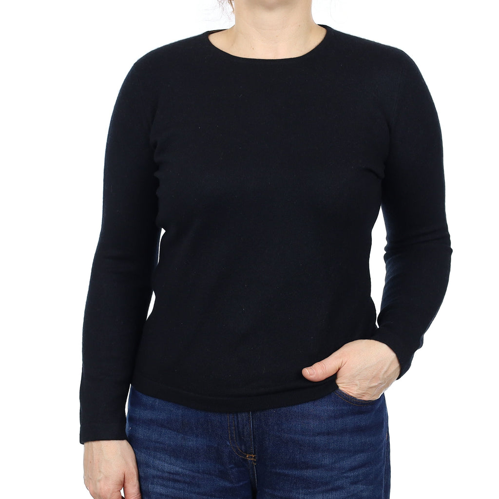 Black Cashmere Crew Neck Jumper Medium