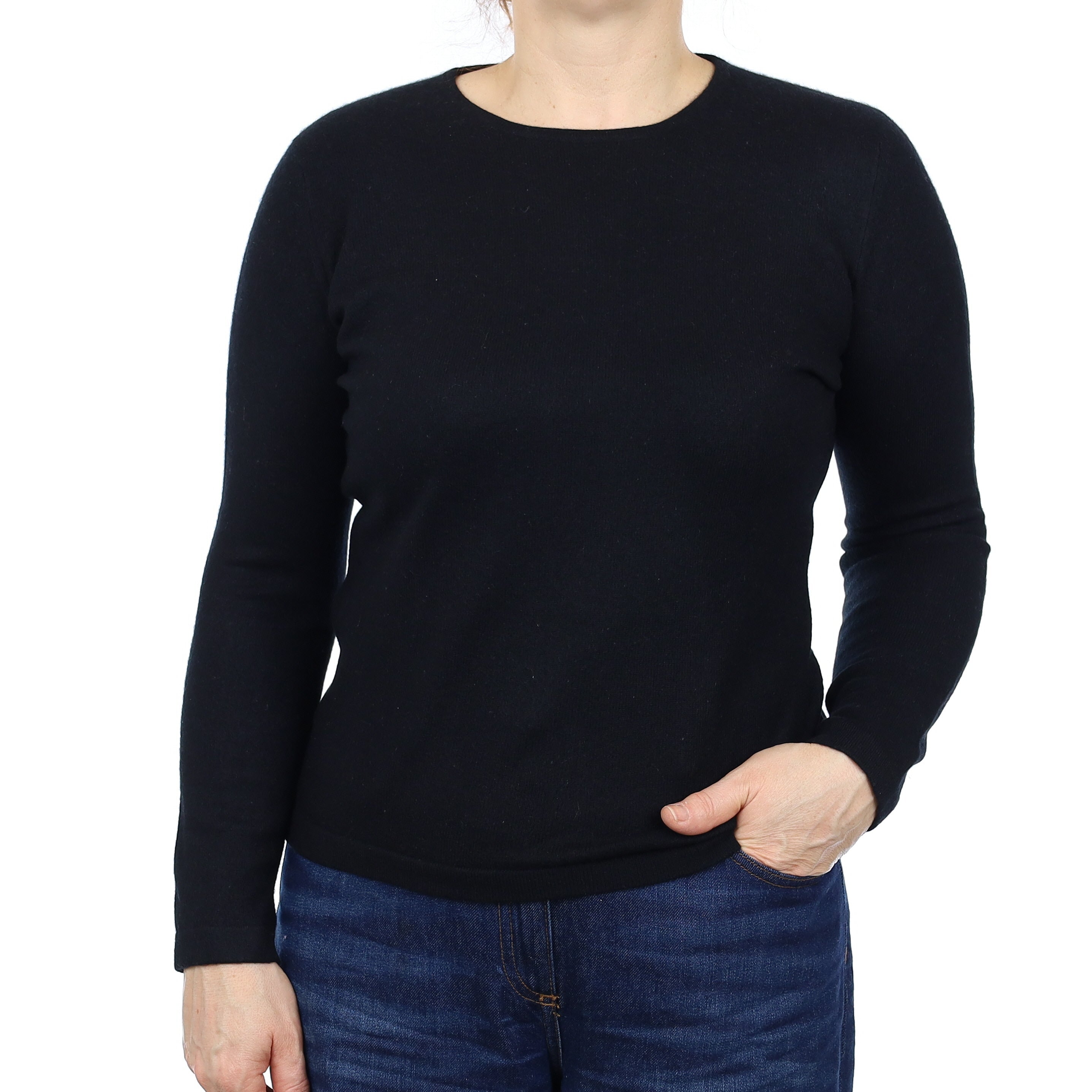 Black Cashmere Crew Neck Jumper Medium