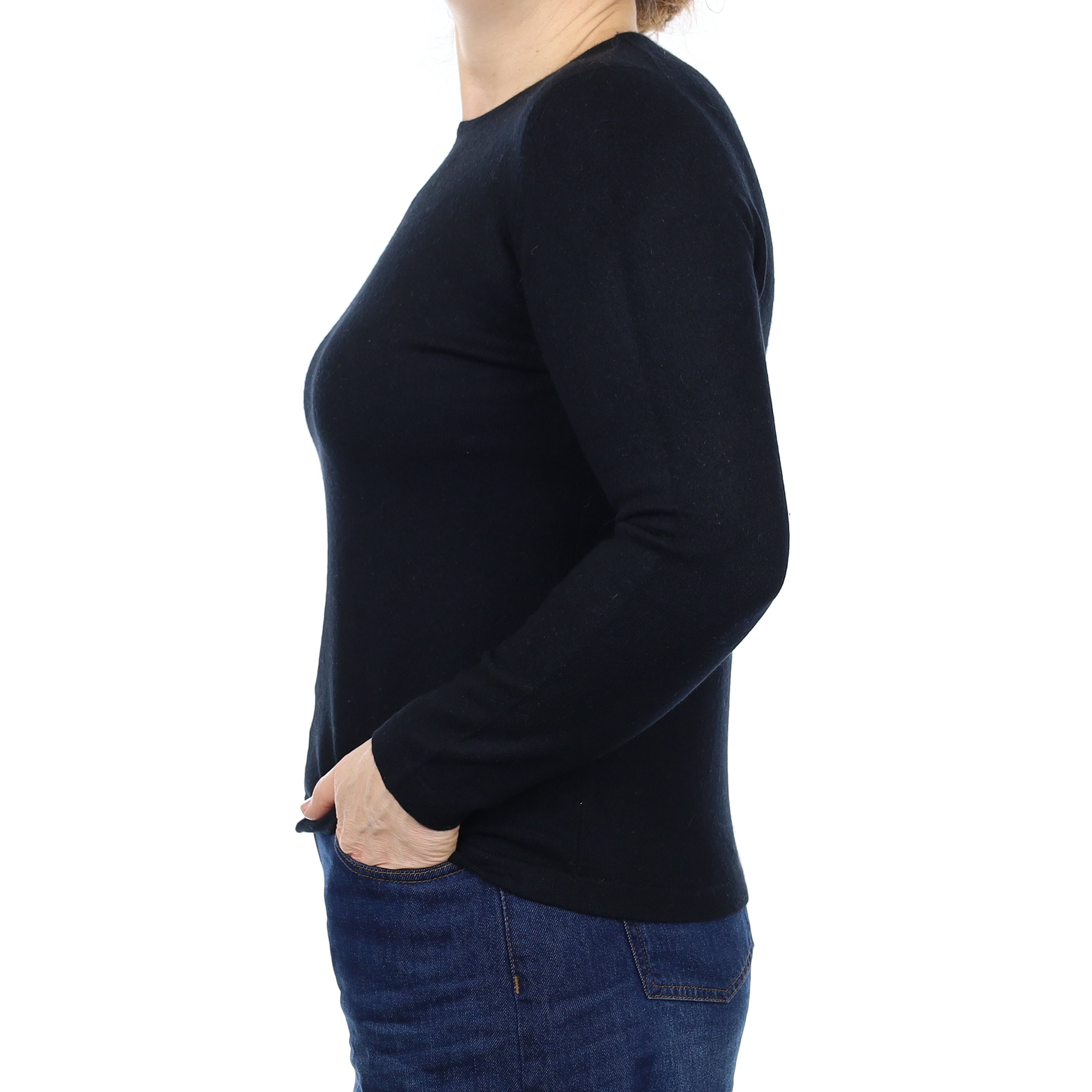 Black Cashmere Crew Neck Jumper Medium