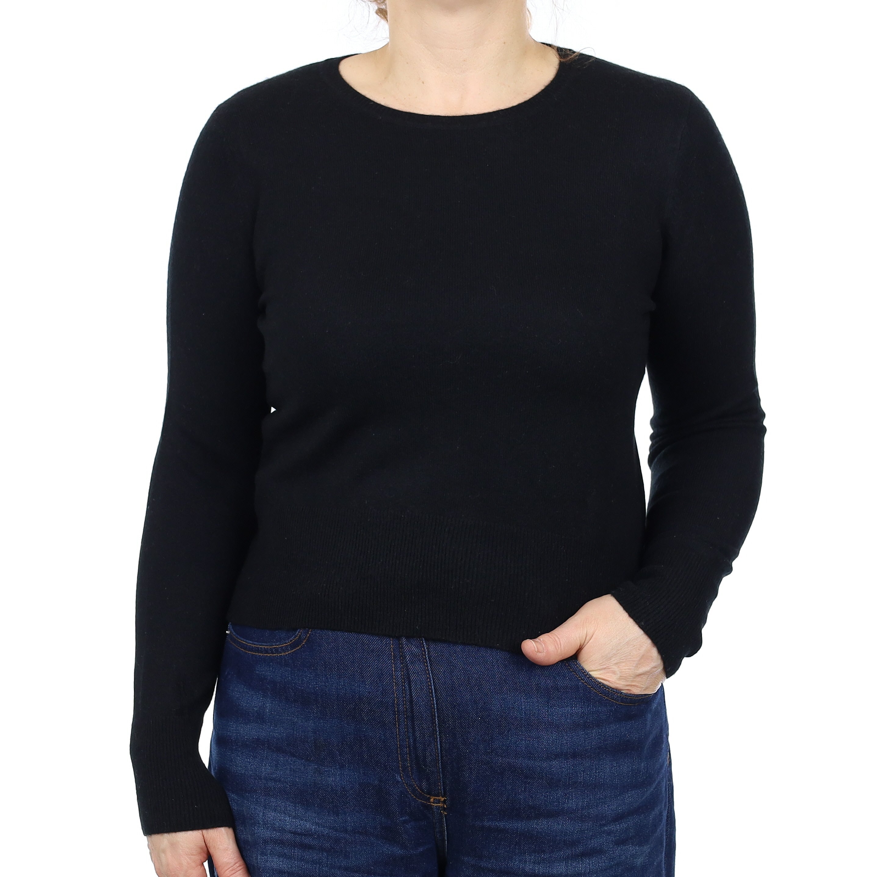 Black Cashmere Crew Neck Jumper Medium