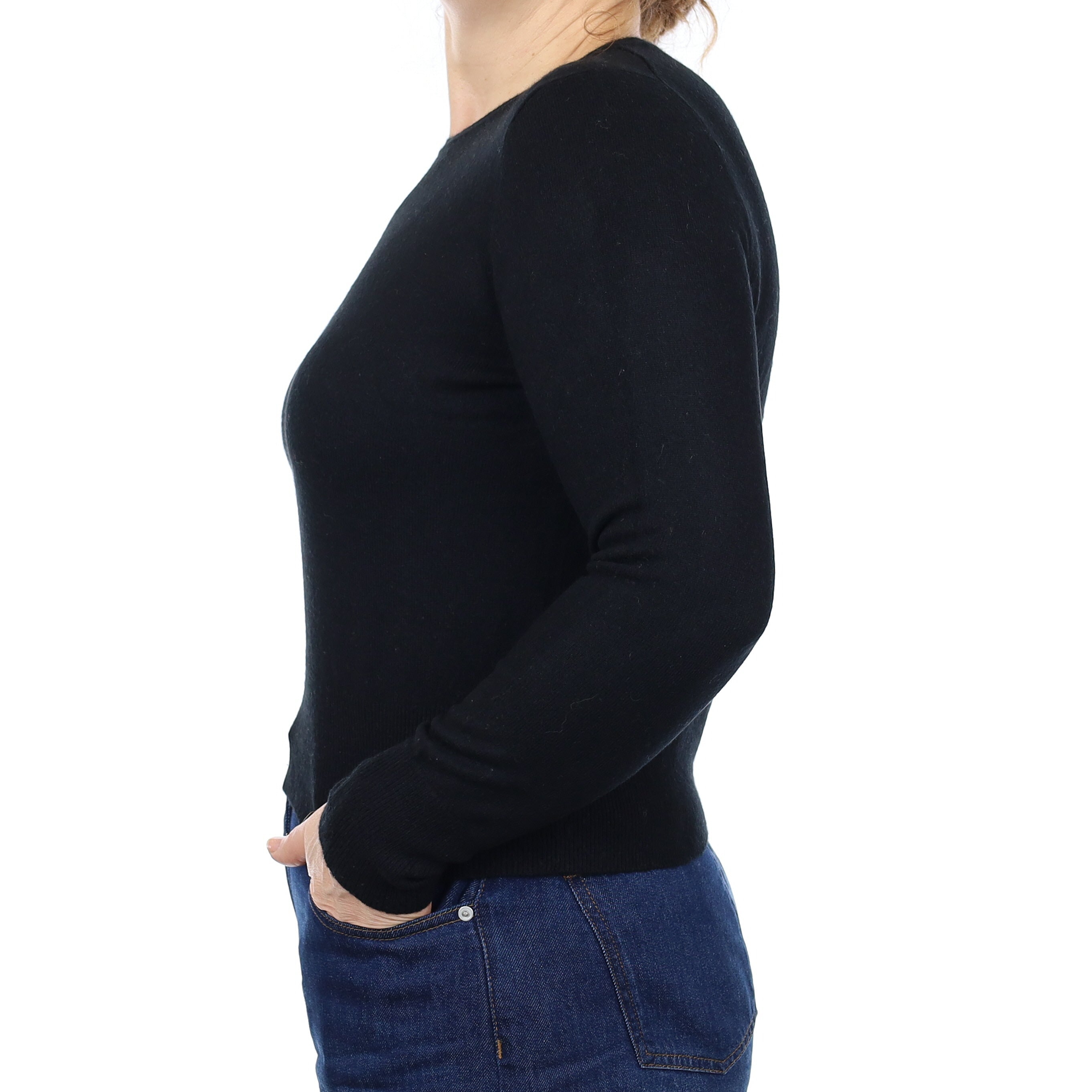 Black Cashmere Crew Neck Jumper Medium