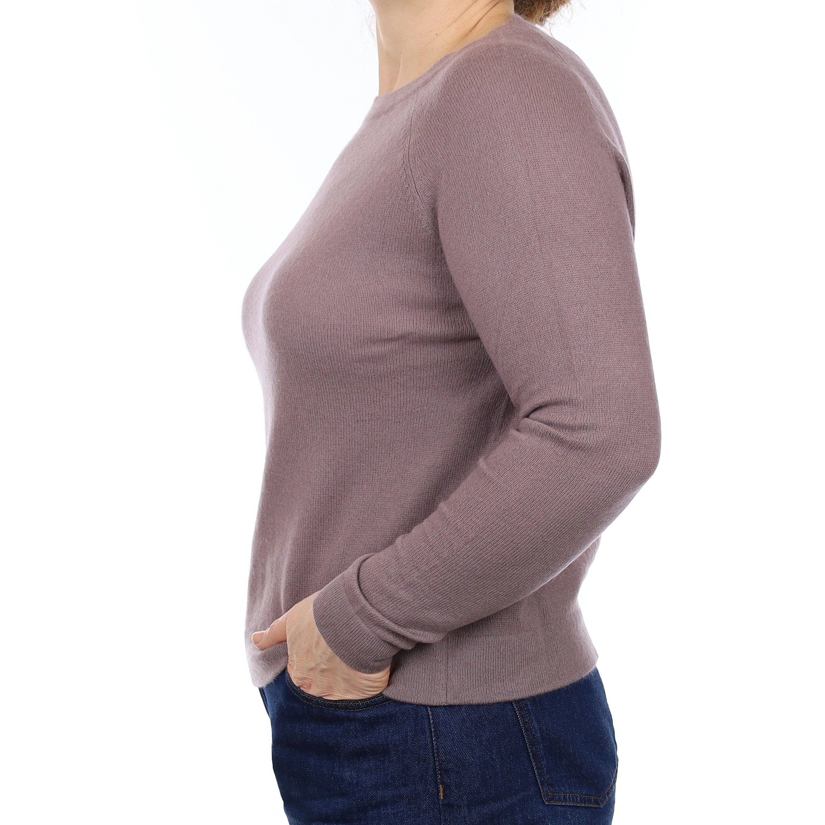 Antique Purple Cashmere Boat Neck Jumper with Pocket Medium
