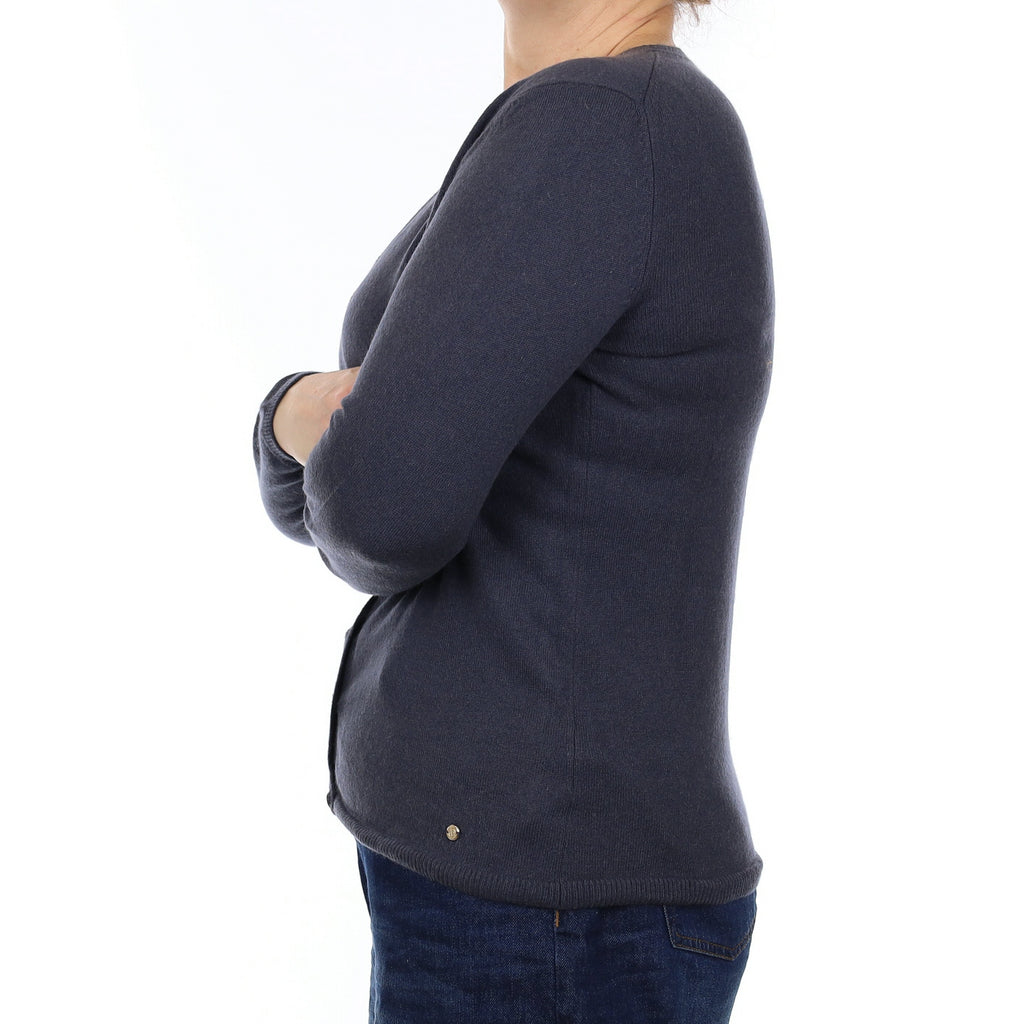 Slate Blue Cashmere V Neck Cardigan Medium