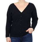 Black Cashmere Batwing V Neck Cardigan Medium