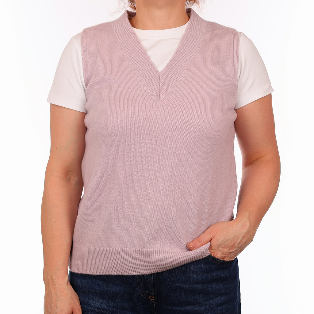 Cos Pale Mauve Heavy Knit Cashmere Tank Top Medium