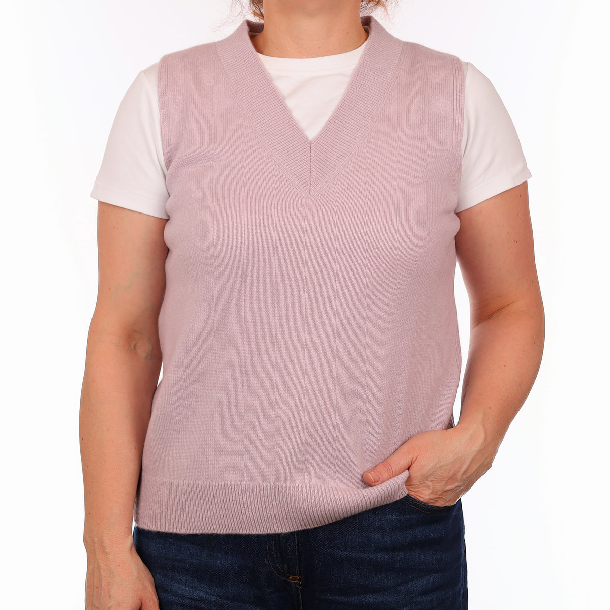 Cos Pale Mauve Heavy Knit Cashmere Tank Top Medium