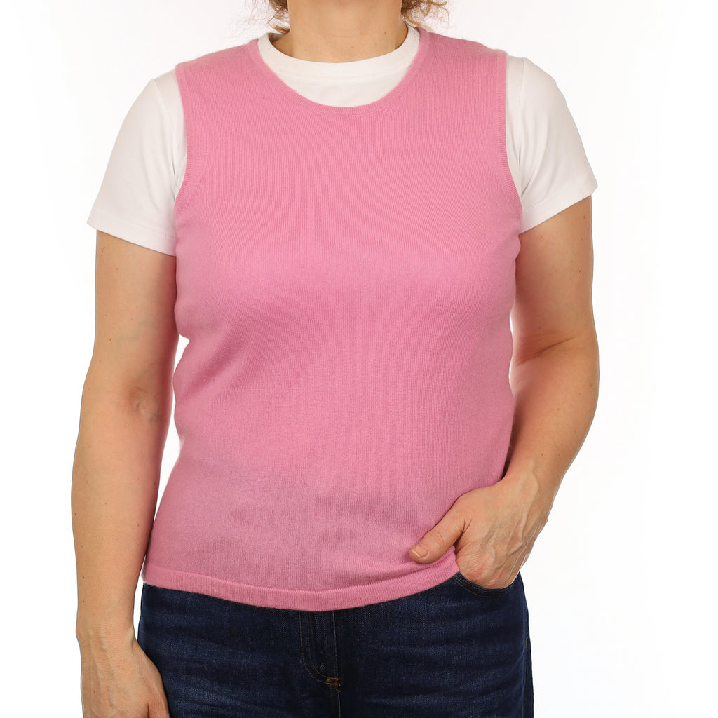 Sugar Mouse Pink Cashmere Crew Neck Tank Top Medium