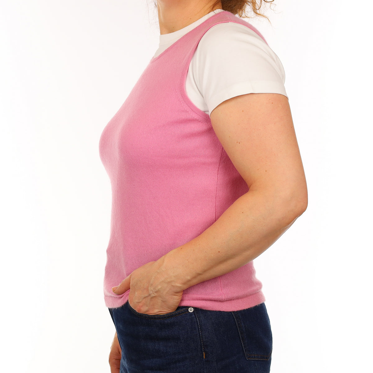 Sugar Mouse Pink Cashmere Crew Neck Tank Top Medium