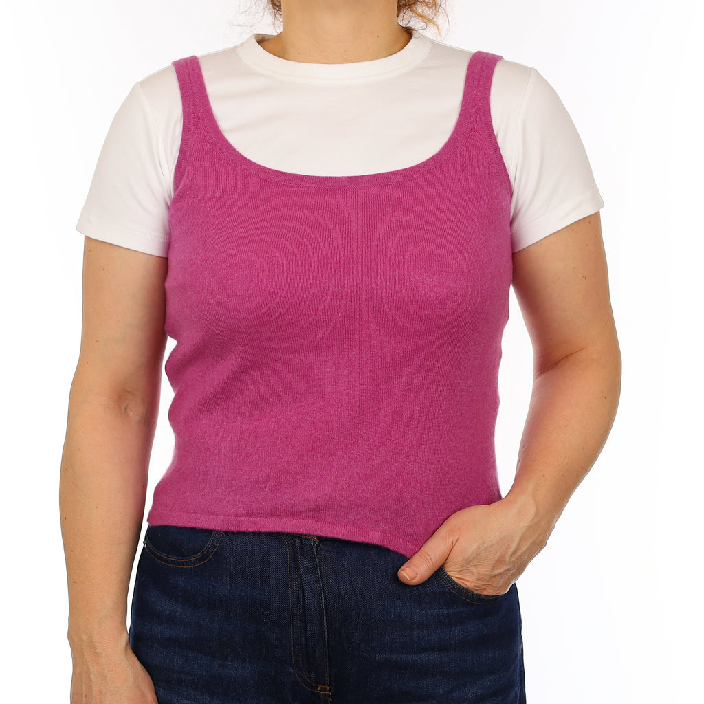 Magenta Pink Cashmere Vest Medium