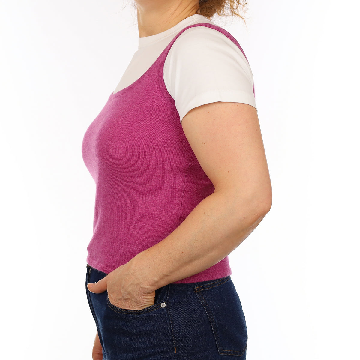 Magenta Pink Cashmere Vest Medium