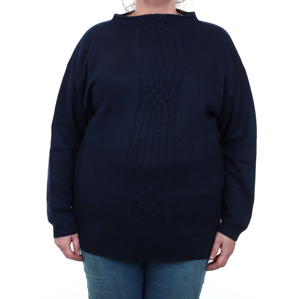 Mauro Volponi Navy Chunky Cashmere Funnel Neck Jumper XXL