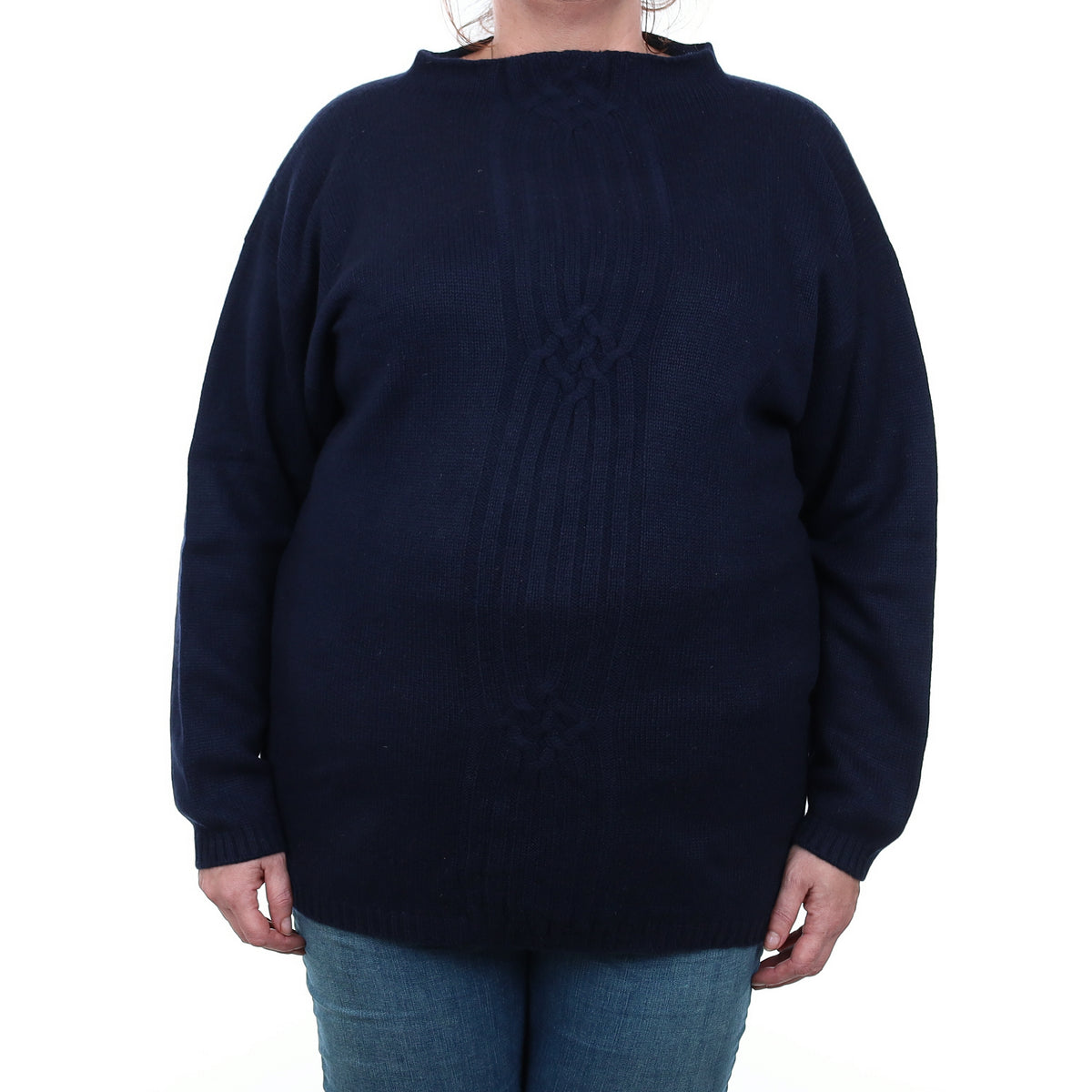 Mauro Volponi Navy Chunky Cashmere Funnel Neck Jumper XXL