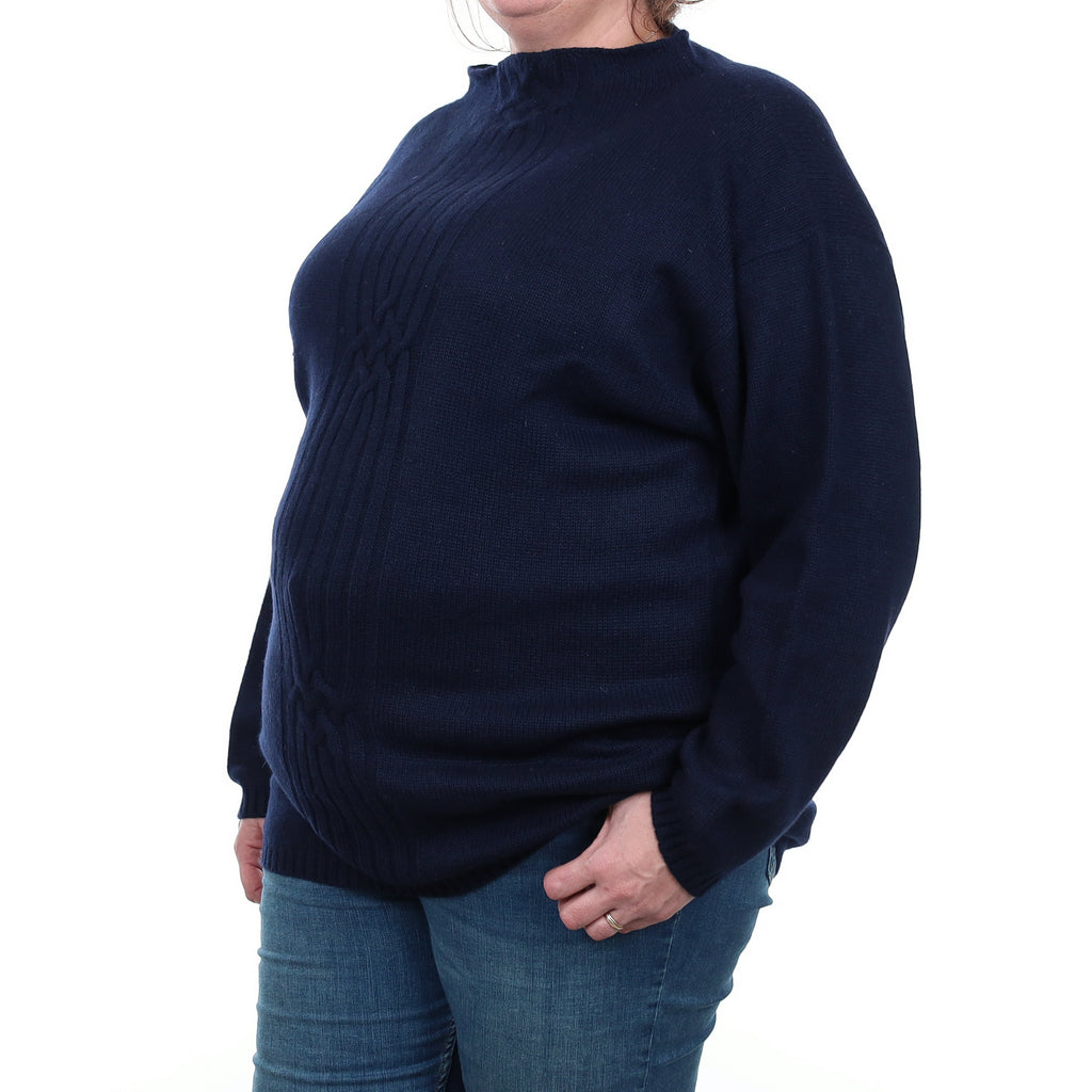 Mauro Volponi Navy Chunky Cashmere Funnel Neck Jumper XXL