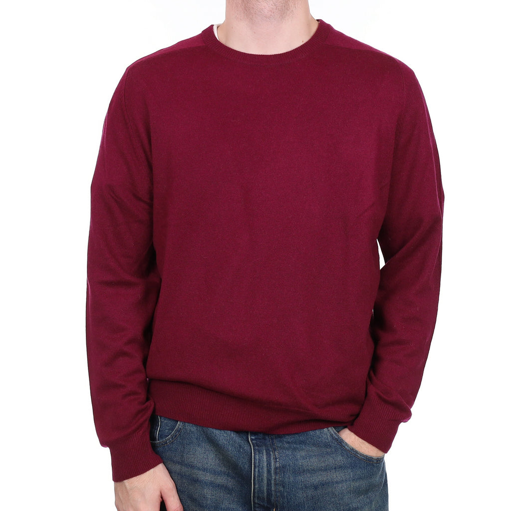 Men's Mulberry Red Cashmere Crew Neck Jumper Large