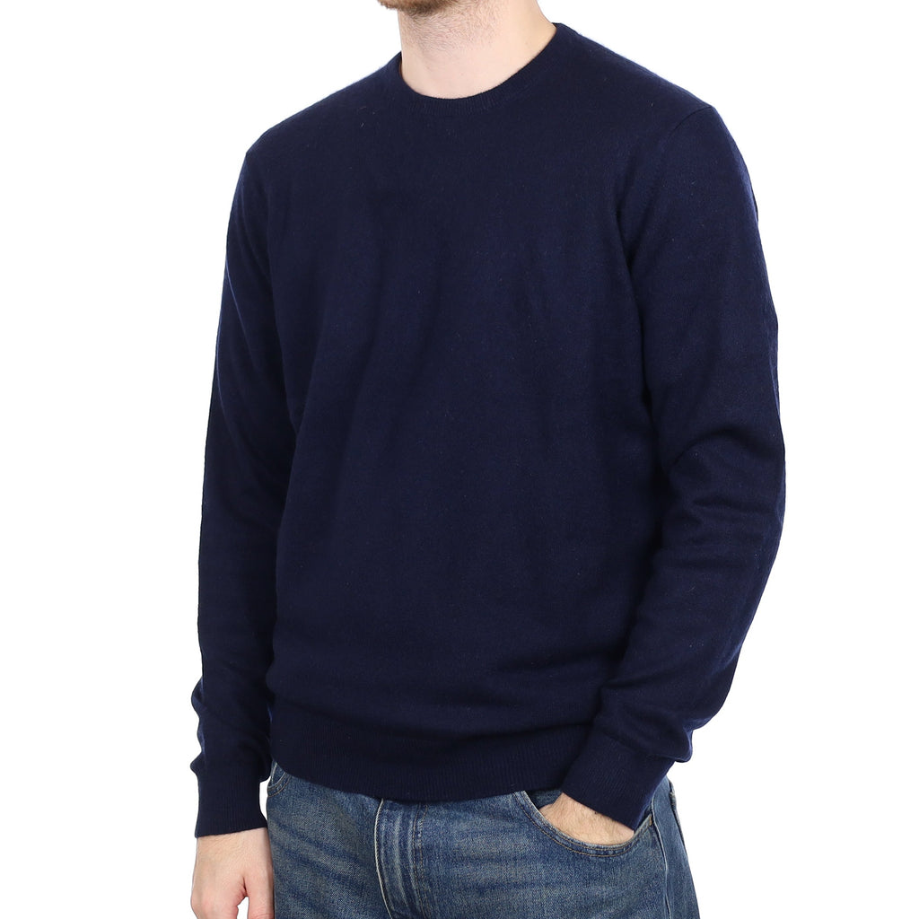 Men's Navy Cashmere Crew Neck Jumper Large