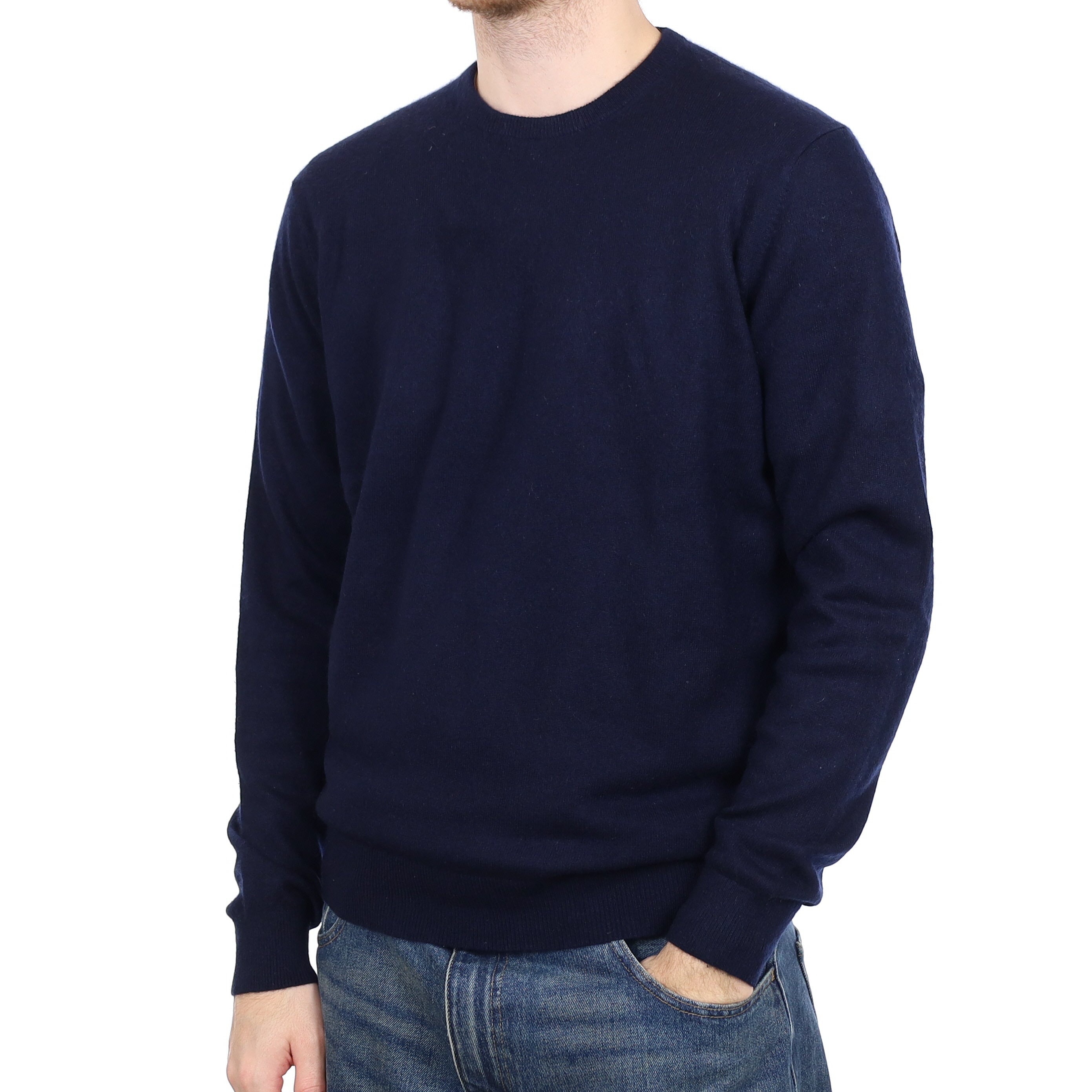Men's Navy Cashmere Crew Neck Jumper Large