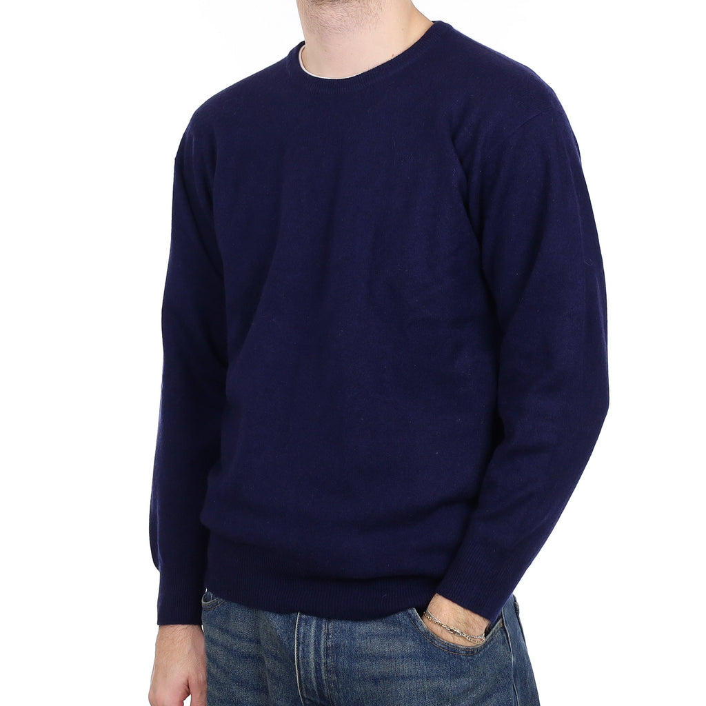 Men's French Navy Cashmere Crew Neck Jumper Large