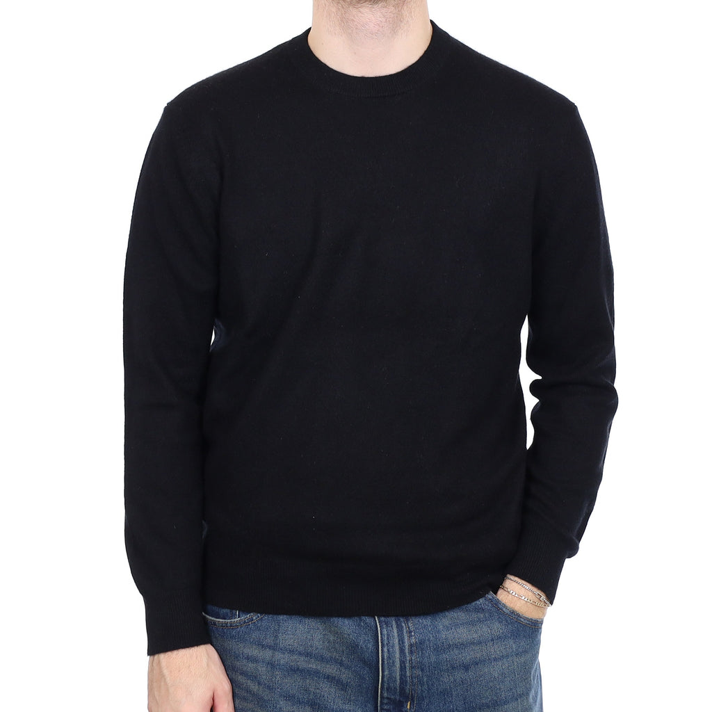 Men's Black Cashmere Crew Neck Jumper Large