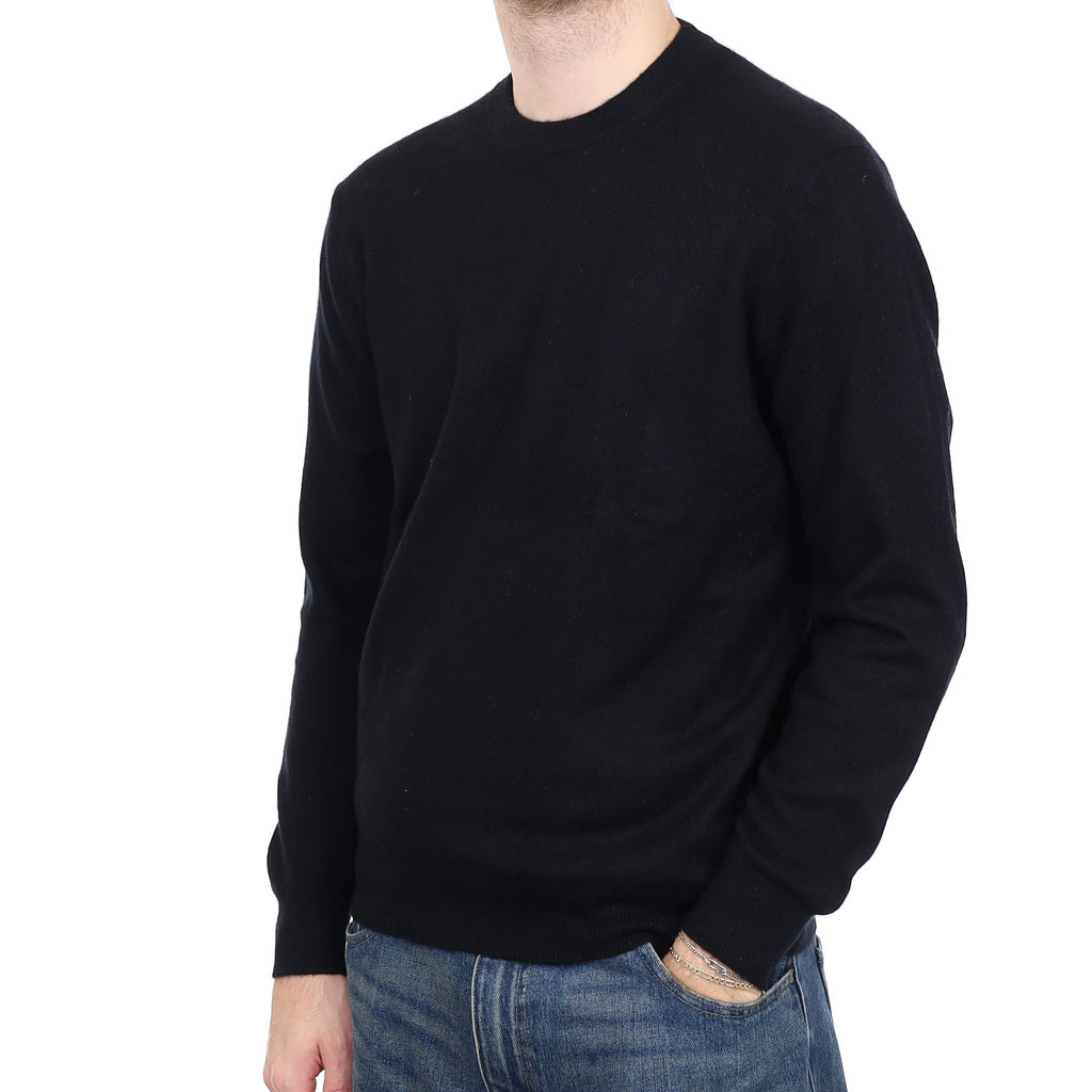 Men's Black Cashmere Crew Neck Jumper Large