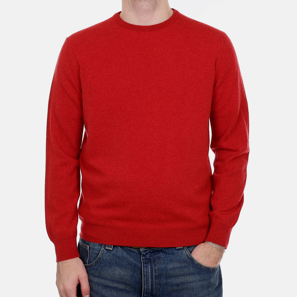 Men's Brand New Alex Begg Scarlet Red Cashmere Crew Neck Jumper Large