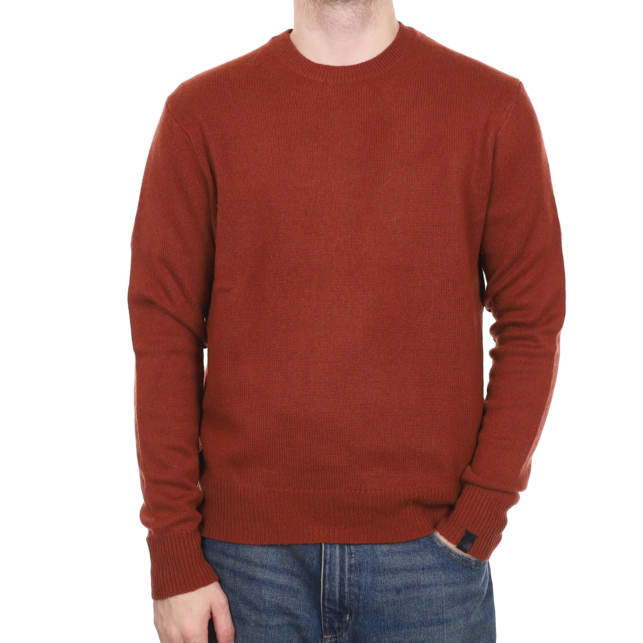 Men's Rag & Bone Rust Heavy Knit Cashmere Crew Neck Jumper Medium