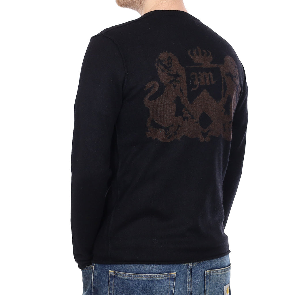 Men's Juicy Couture Black Lion Motif Cashmere V Neck Jumper Medium