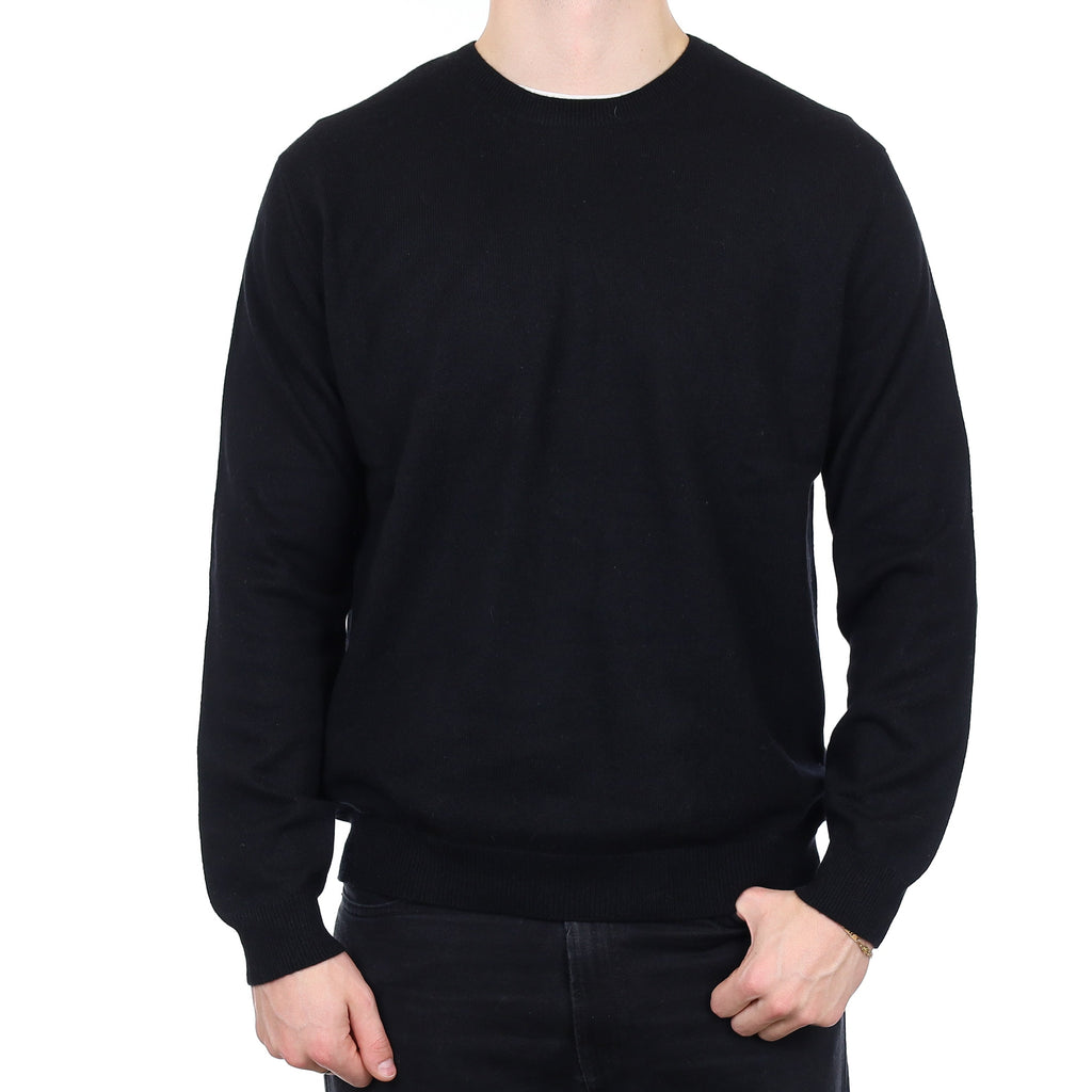 Men's Black Cashmere Crew Neck Jumper XL