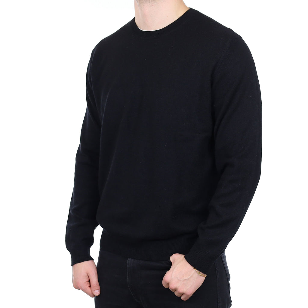 Men's Black Cashmere Crew Neck Jumper XL