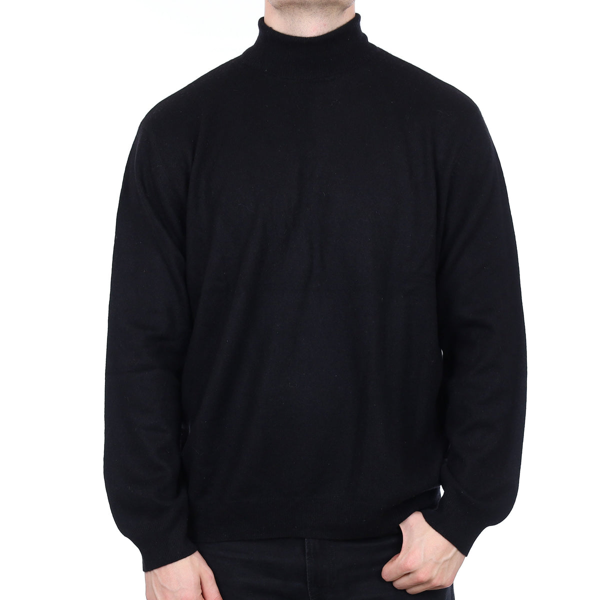 Men's Black Cashmere Polo Neck Jumper XXL