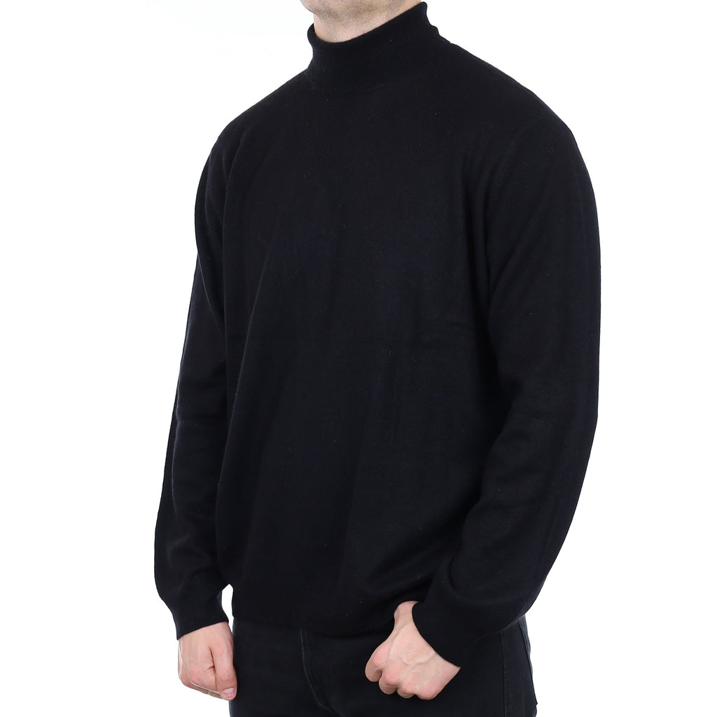 Men's Black Cashmere Polo Neck Jumper XXL