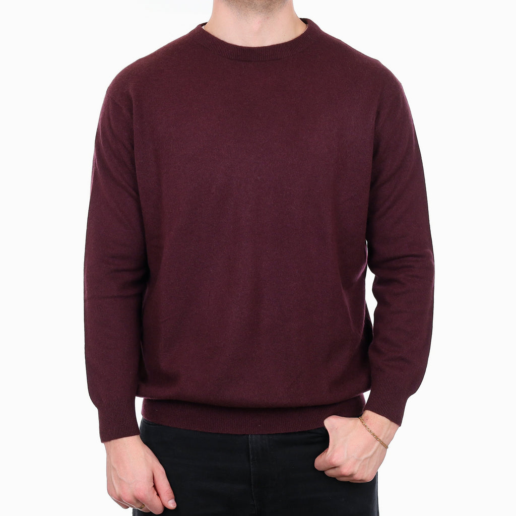 Men's Aubergine Purple Cashmere Crew Neck Jumper XXL