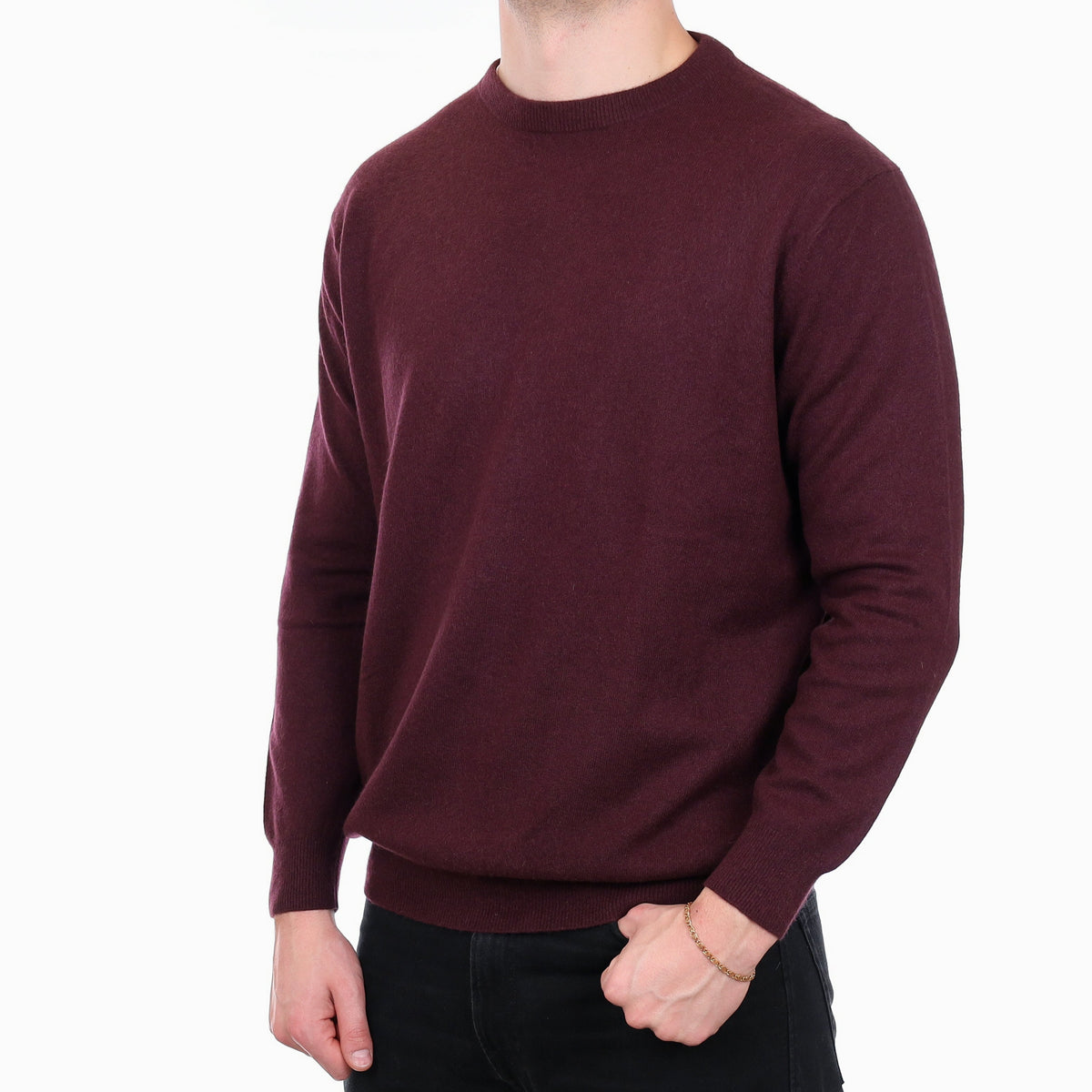Men's Aubergine Purple Cashmere Crew Neck Jumper XXL