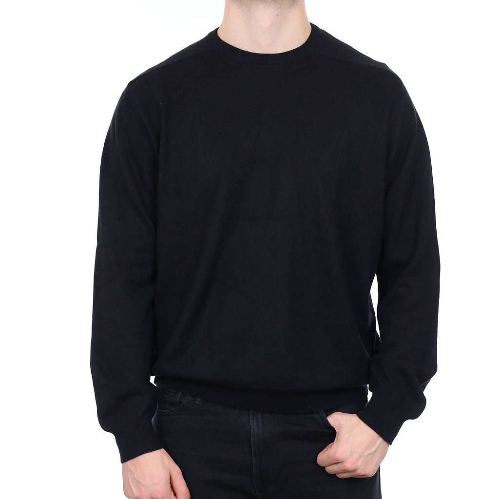 Men's Black Cashmere Crew Neck Jumper XXL