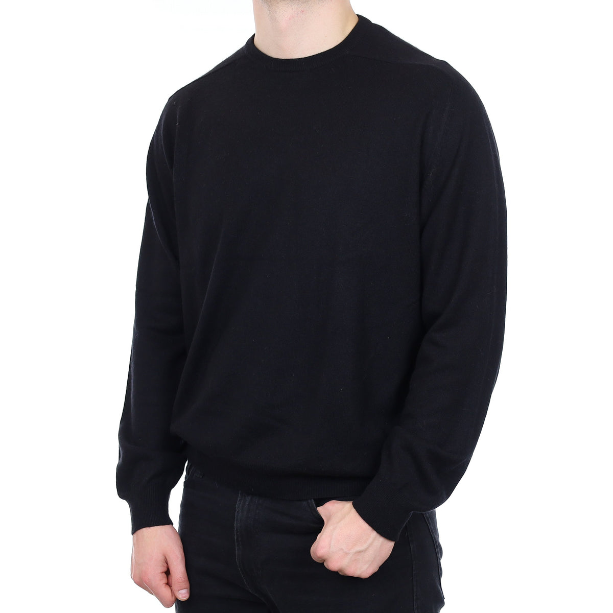Men's Black Cashmere Crew Neck Jumper XXL