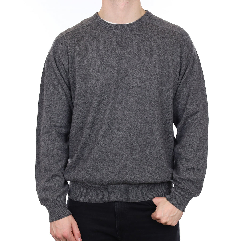 Men's Slate Grey Cashmere Crew Neck Jumper XXL