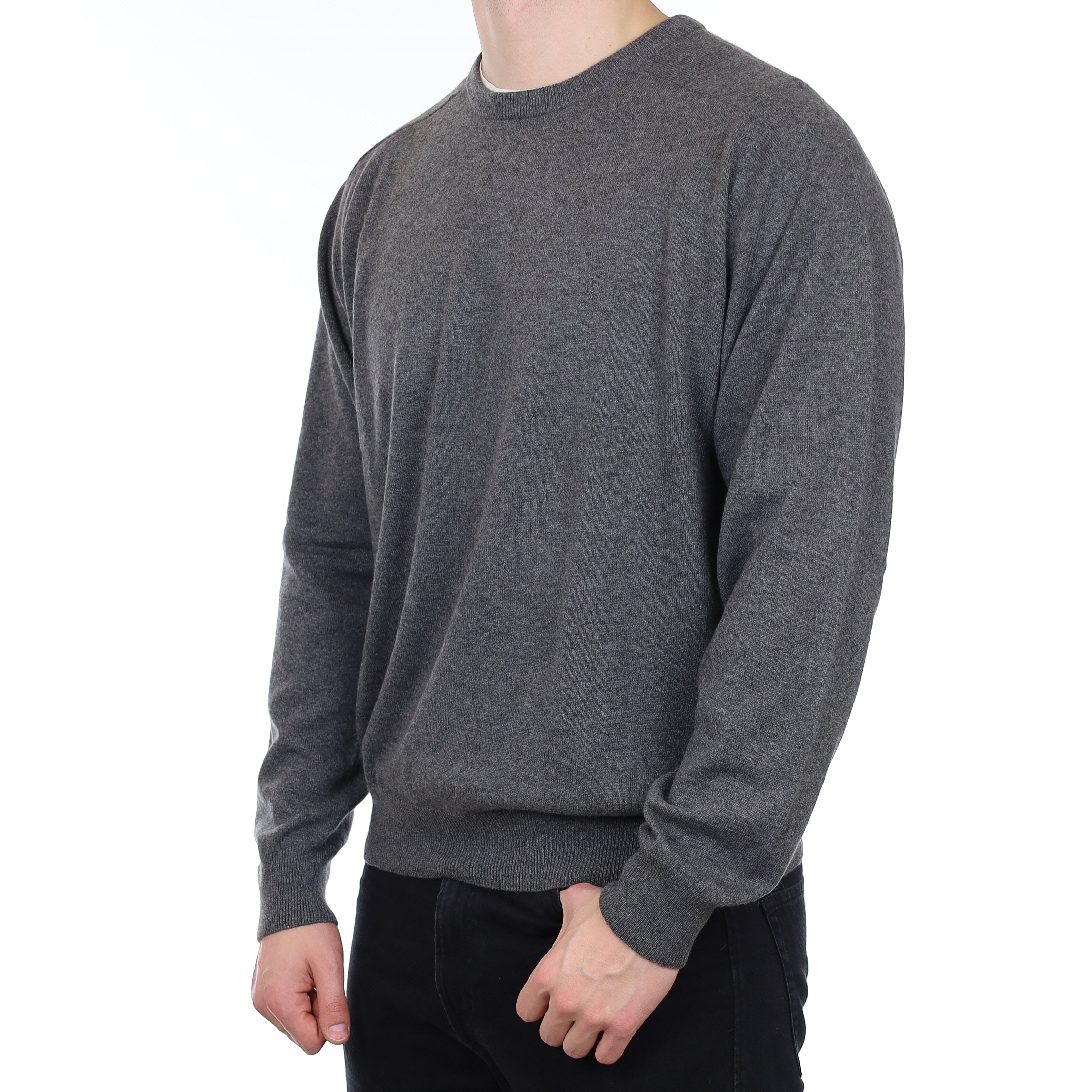 Men's Slate Grey Cashmere Crew Neck Jumper XXL