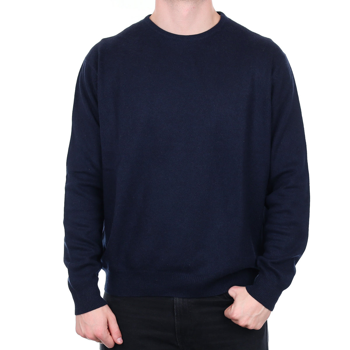 Men's Navy Heavy Knit Cashmere Crew Neck Jumper XXL