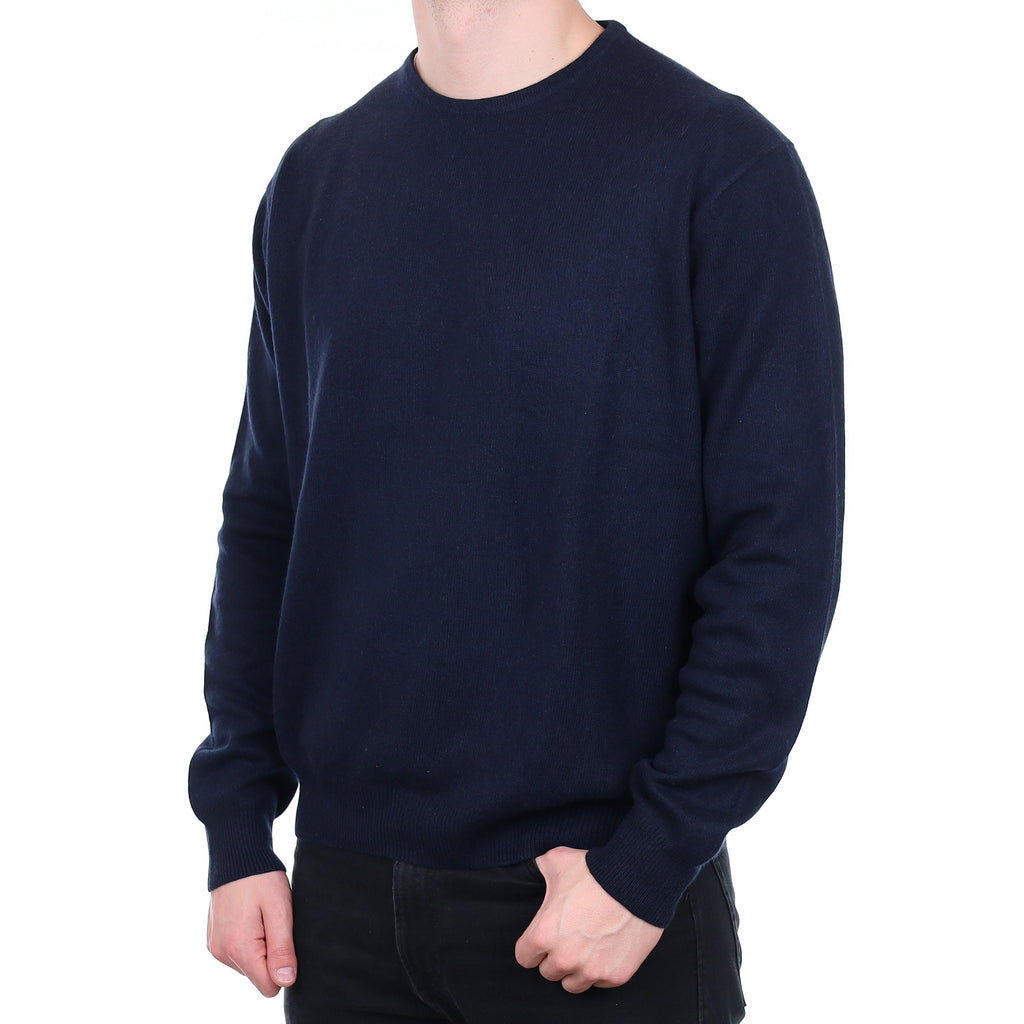 Men's Navy Heavy Knit Cashmere Crew Neck Jumper XXL